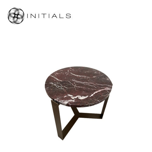 Tri leg bijzettafel Rosso marmer groot