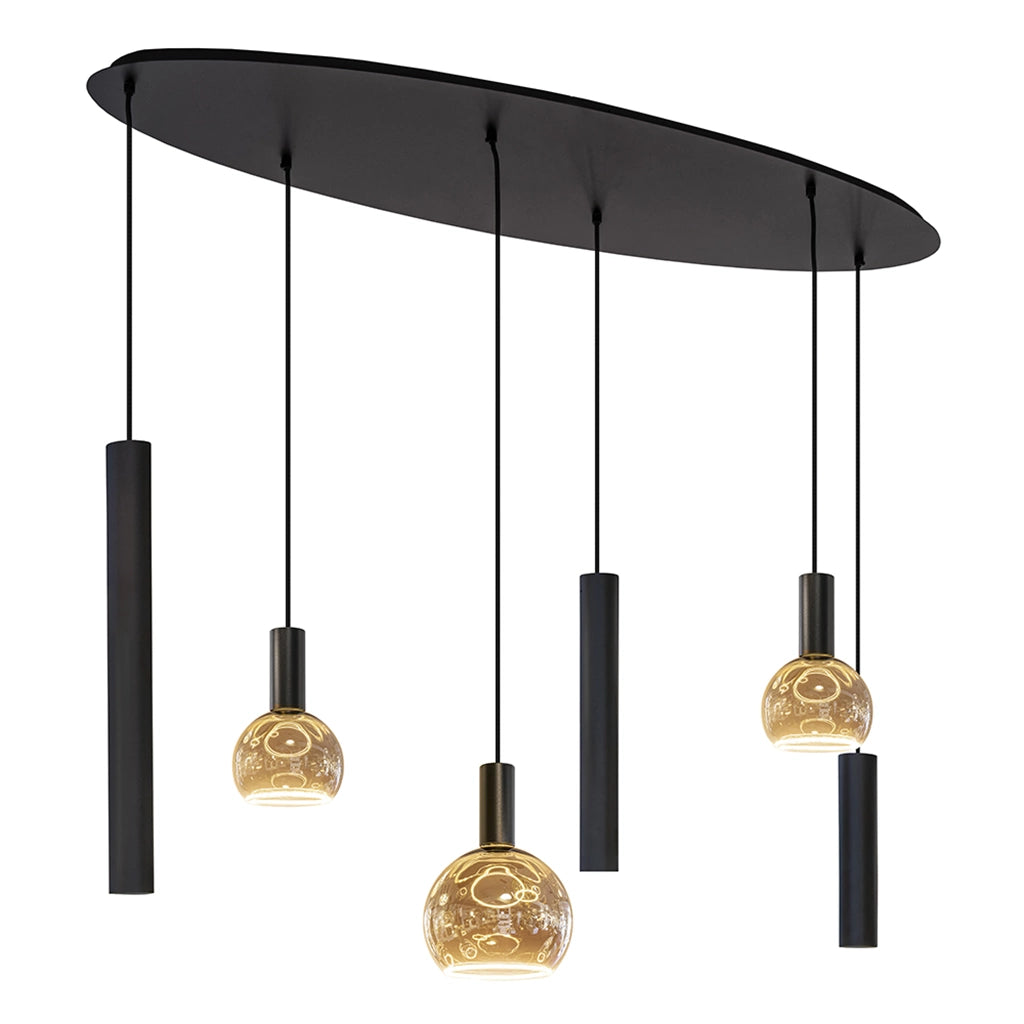 Hanglamp Riva Ovaal Six in zwart