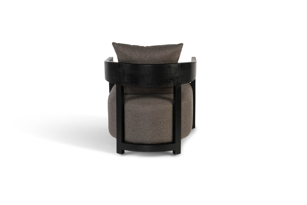 Club Chair grey on black brushed wood