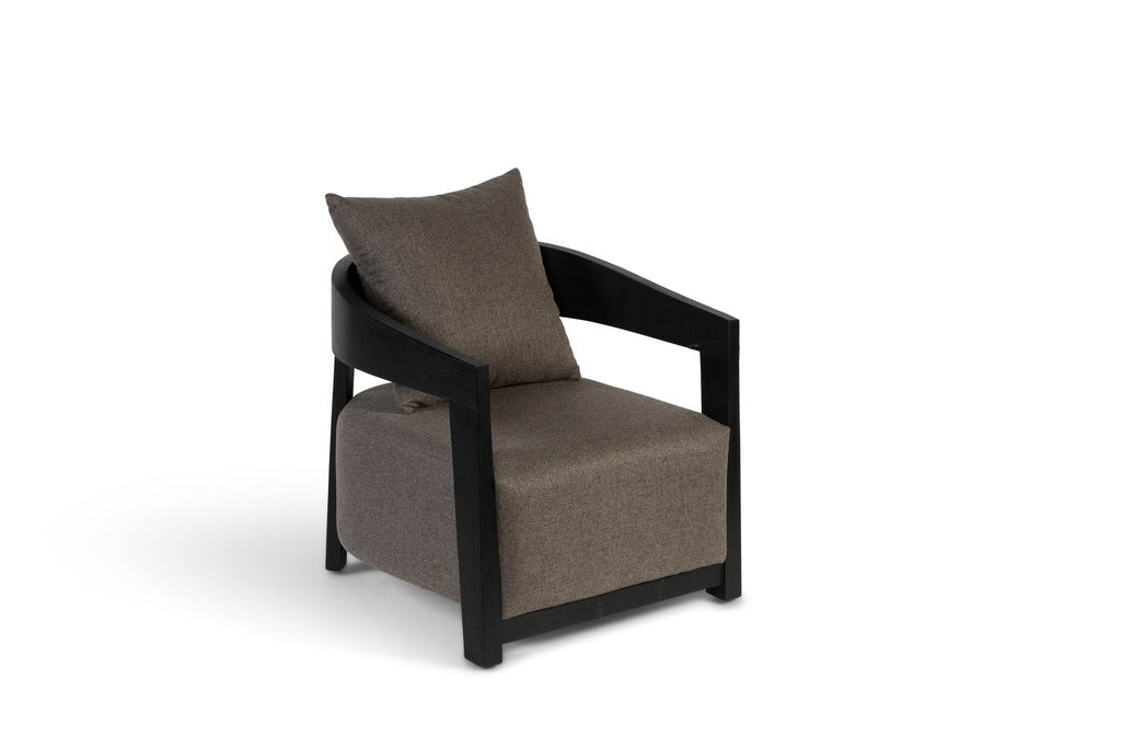 Club Chair grey on black brushed wood