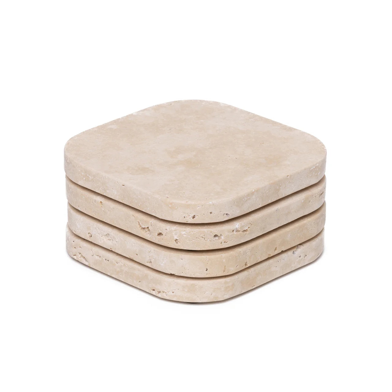 Travertine onderzetters organisch – Set van 4