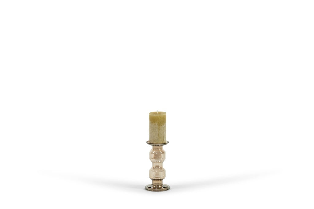bruine kandelaar mondgeblazen glas