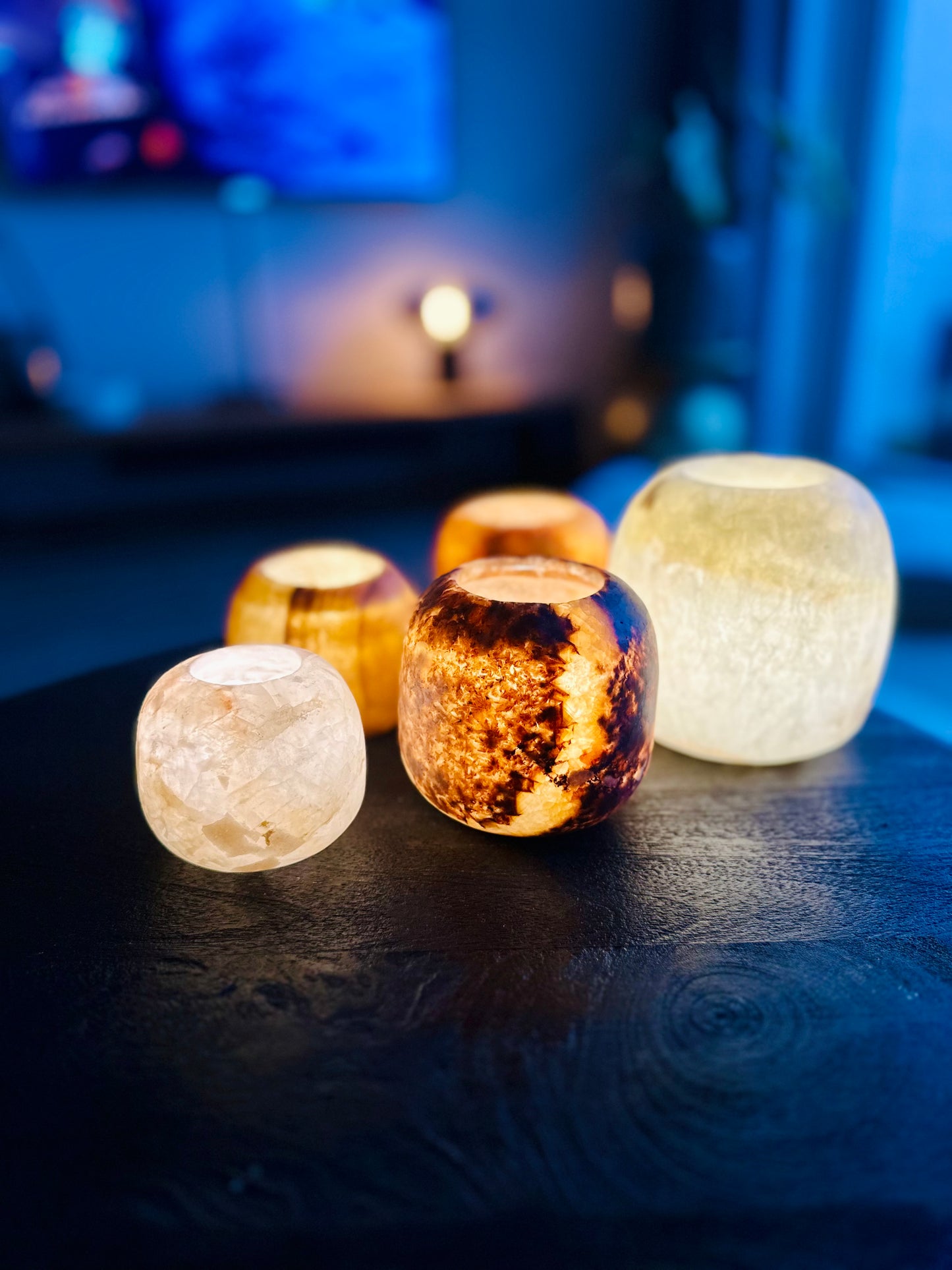 Alabaster theelichthouders rond