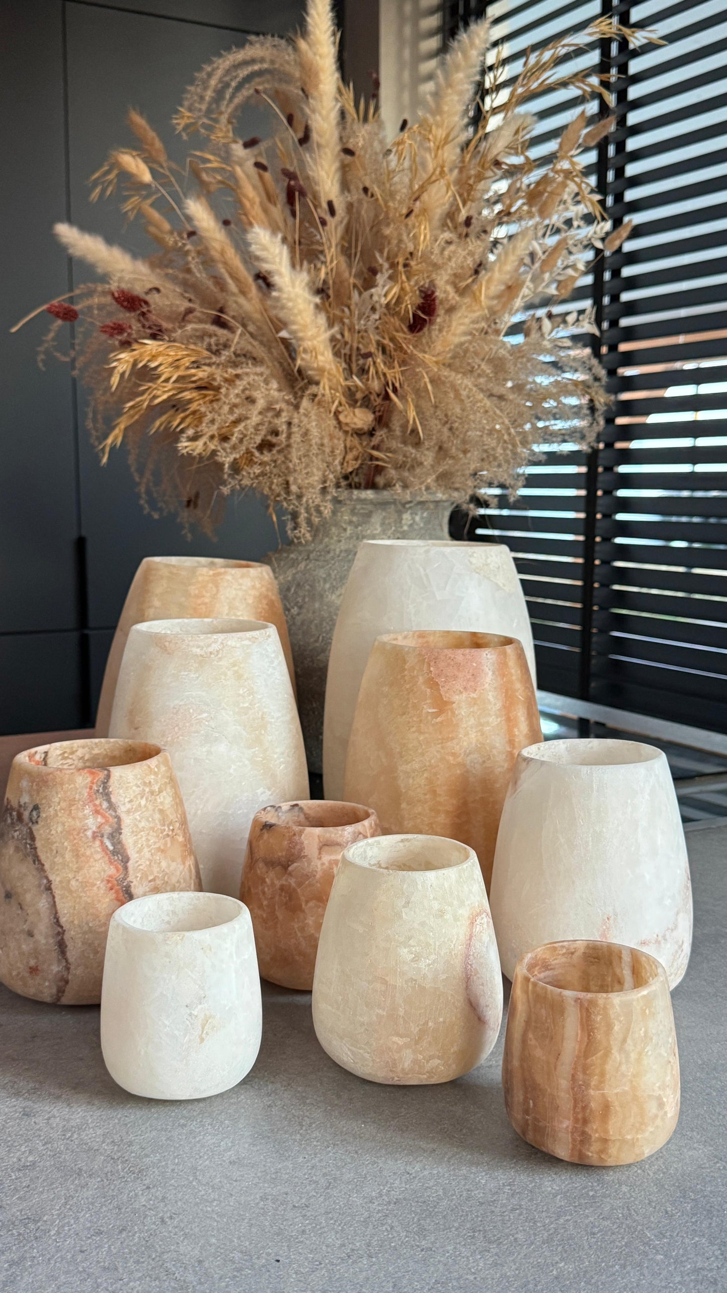 Alabaster theelichthouders Teardrop