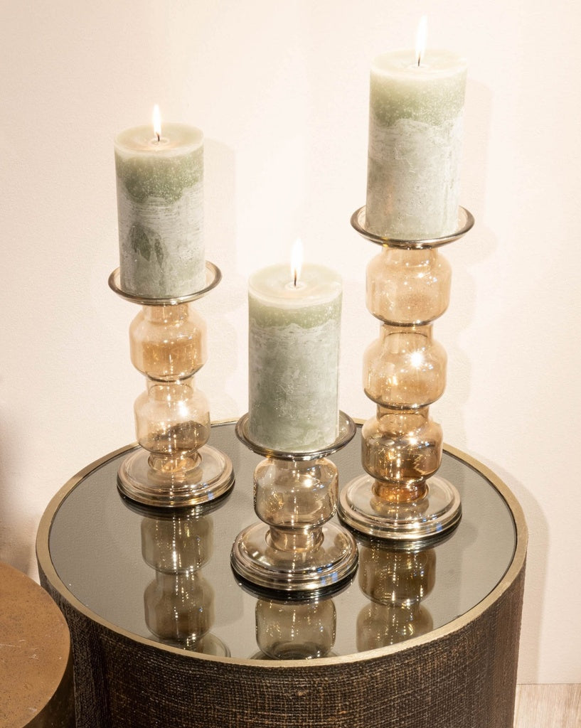 Glazen Kandelaar - 1 tot 5 roll glass luster amber of smoke