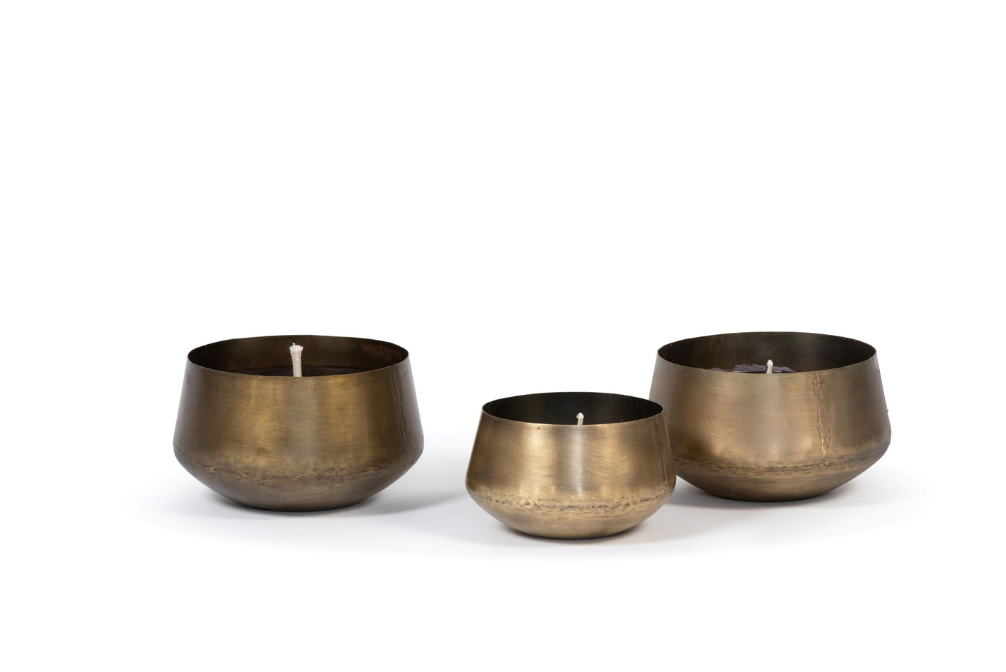Buitenkaarsen set of 2 pots brass antique