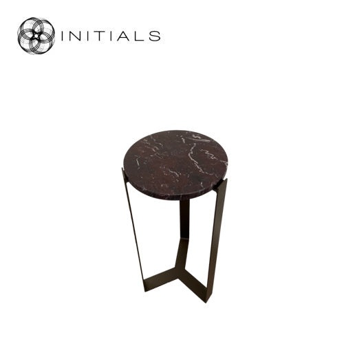 Tri leg bijzettafel Rosso marmer klein