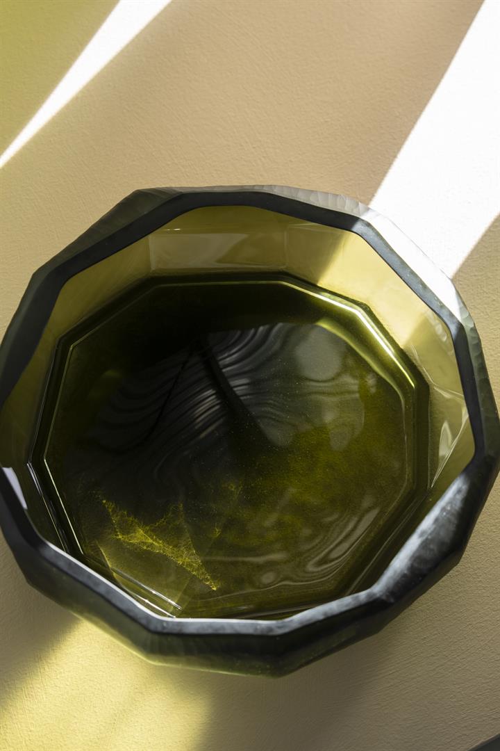 Schaal Kyosus – mat glas – olijfgroen