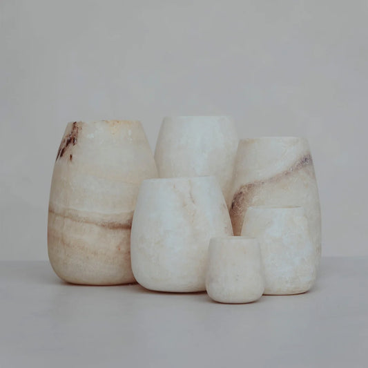 Alabaster theelichthouders Teardrop