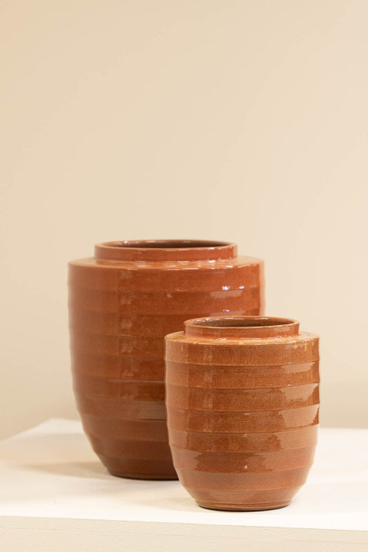 Geglazuurde zalmkleurige plantenpot