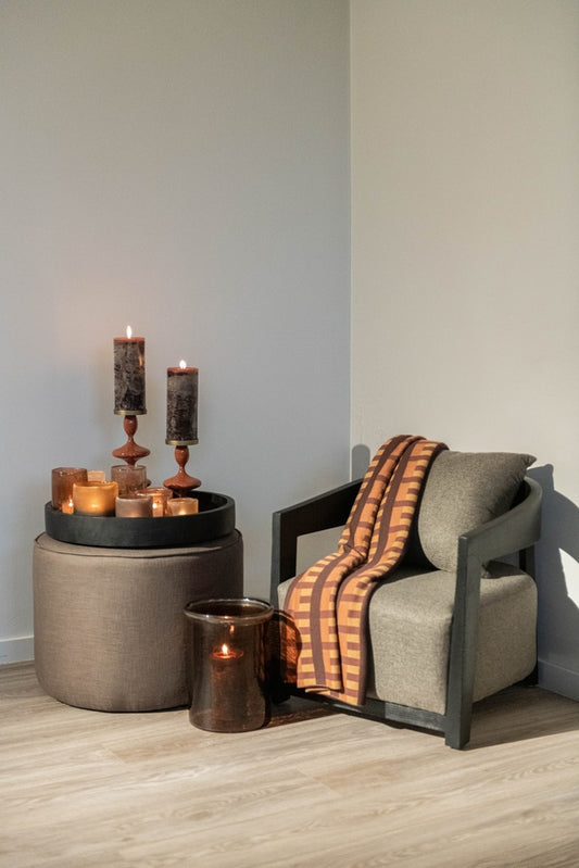 Club Chair grey on black brushed wood