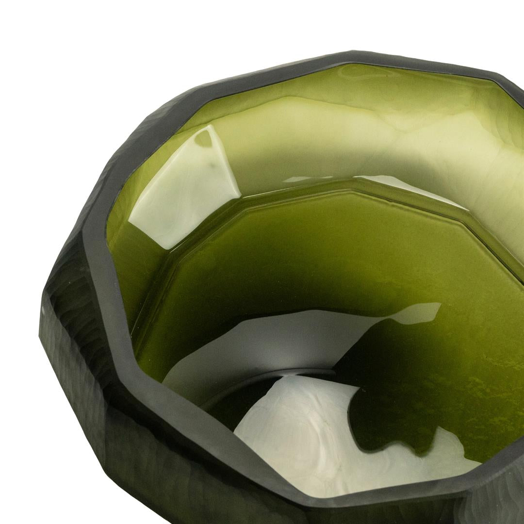 Schaal Kyosus – mat glas – olijfgroen