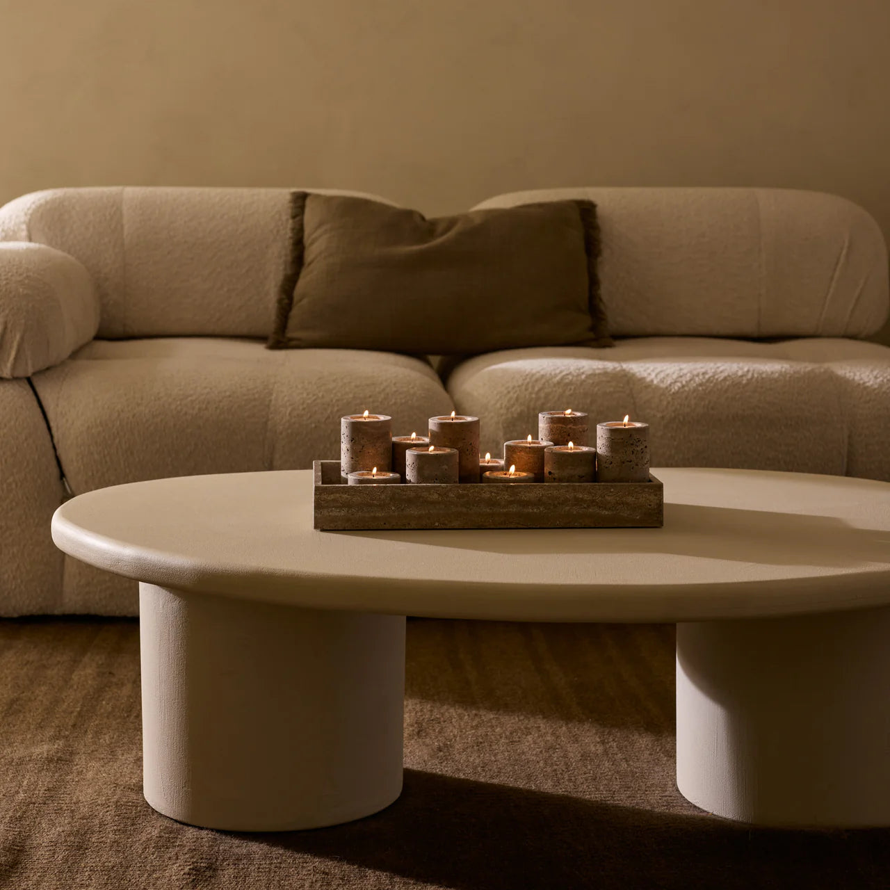 Travertin Theelichthouder - kleur Titanium (S/M/L)