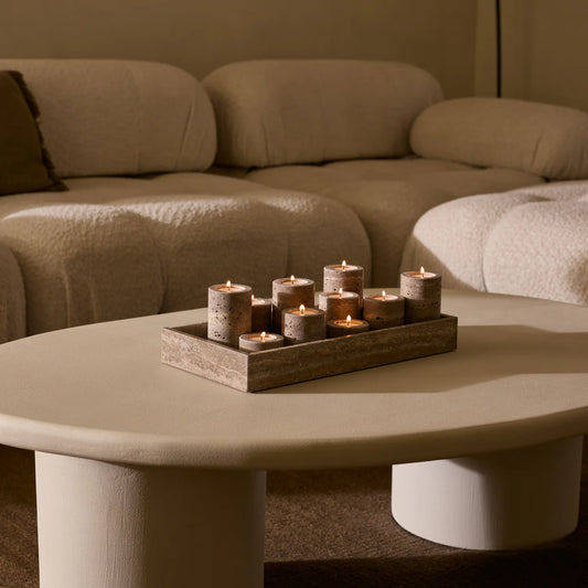 Travertin Theelichthouder - kleur Titanium (S/M/L)