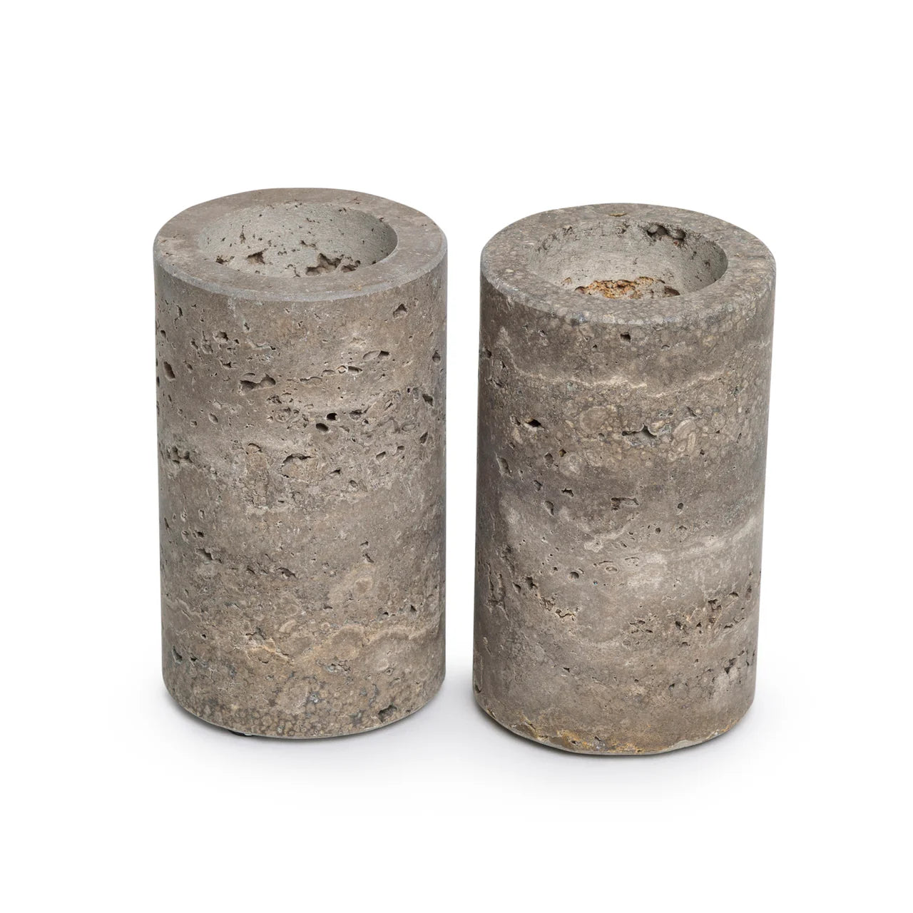 Travertin Theelichthouder - kleur Titanium (S/M/L)