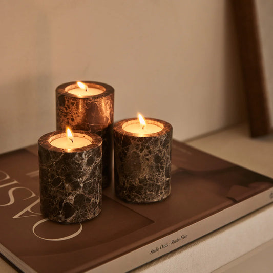 Marmer theelichthouder – Bruin