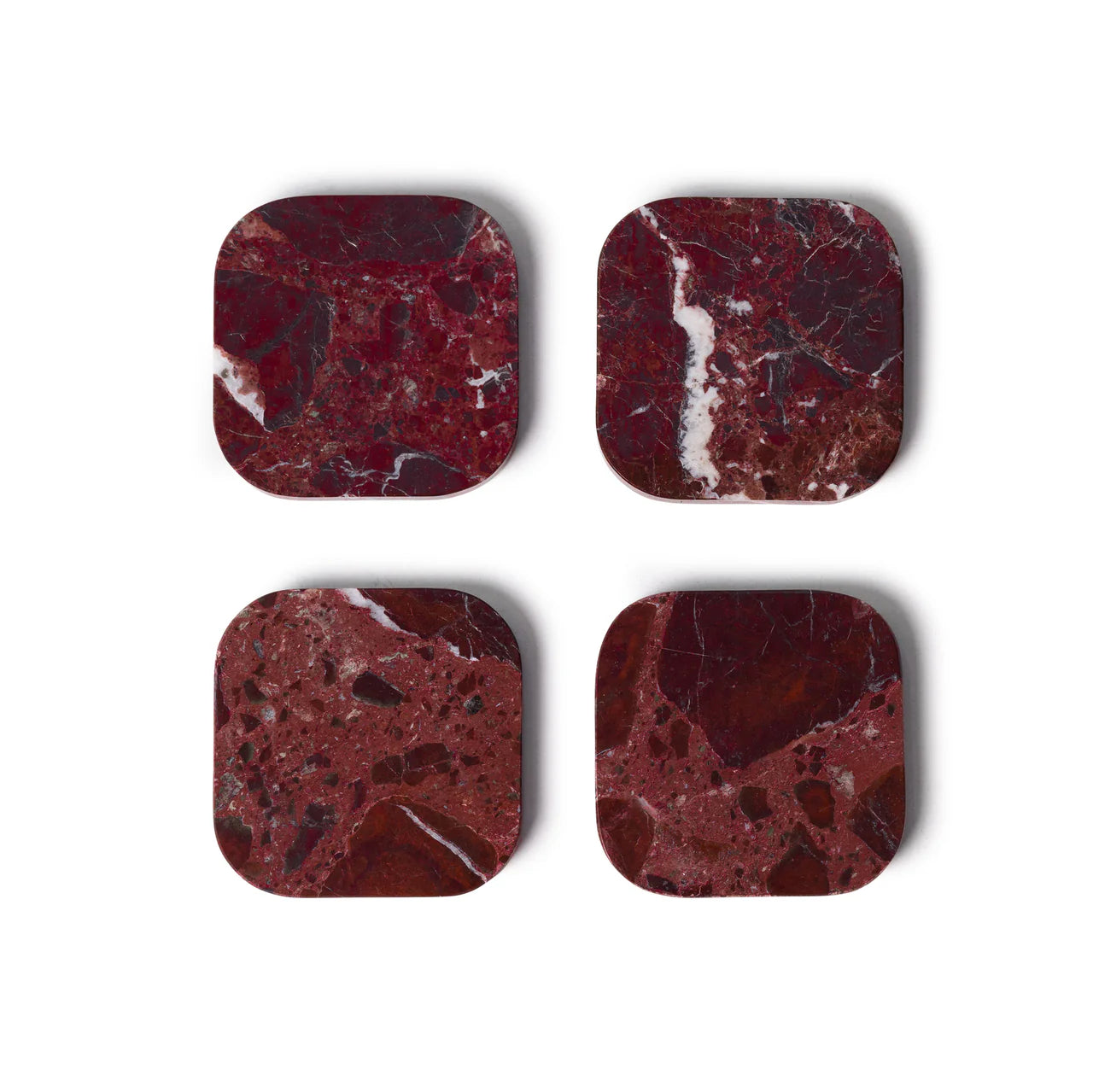 Marmeren Onderzetters Burgundy – Rosso Levanto (Set van 4)