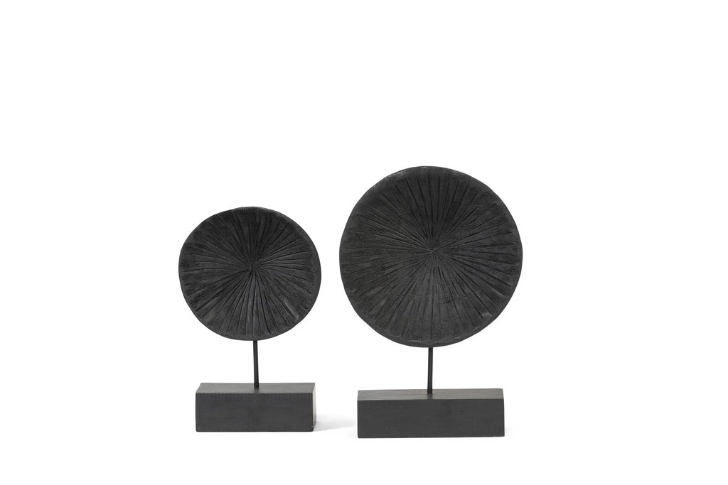 Disk ornament in burnt mat zwart mangohout