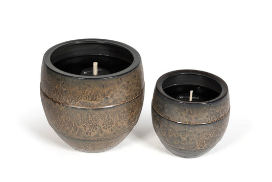 Outdoor candle /flowerpot glazed brown