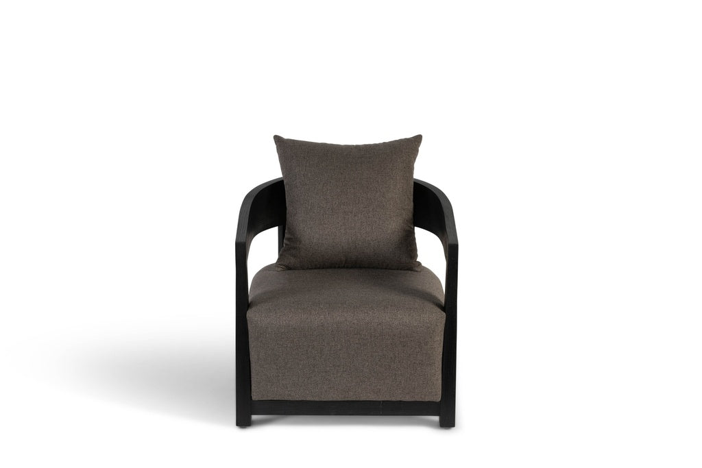 Club Chair grey on black brushed wood