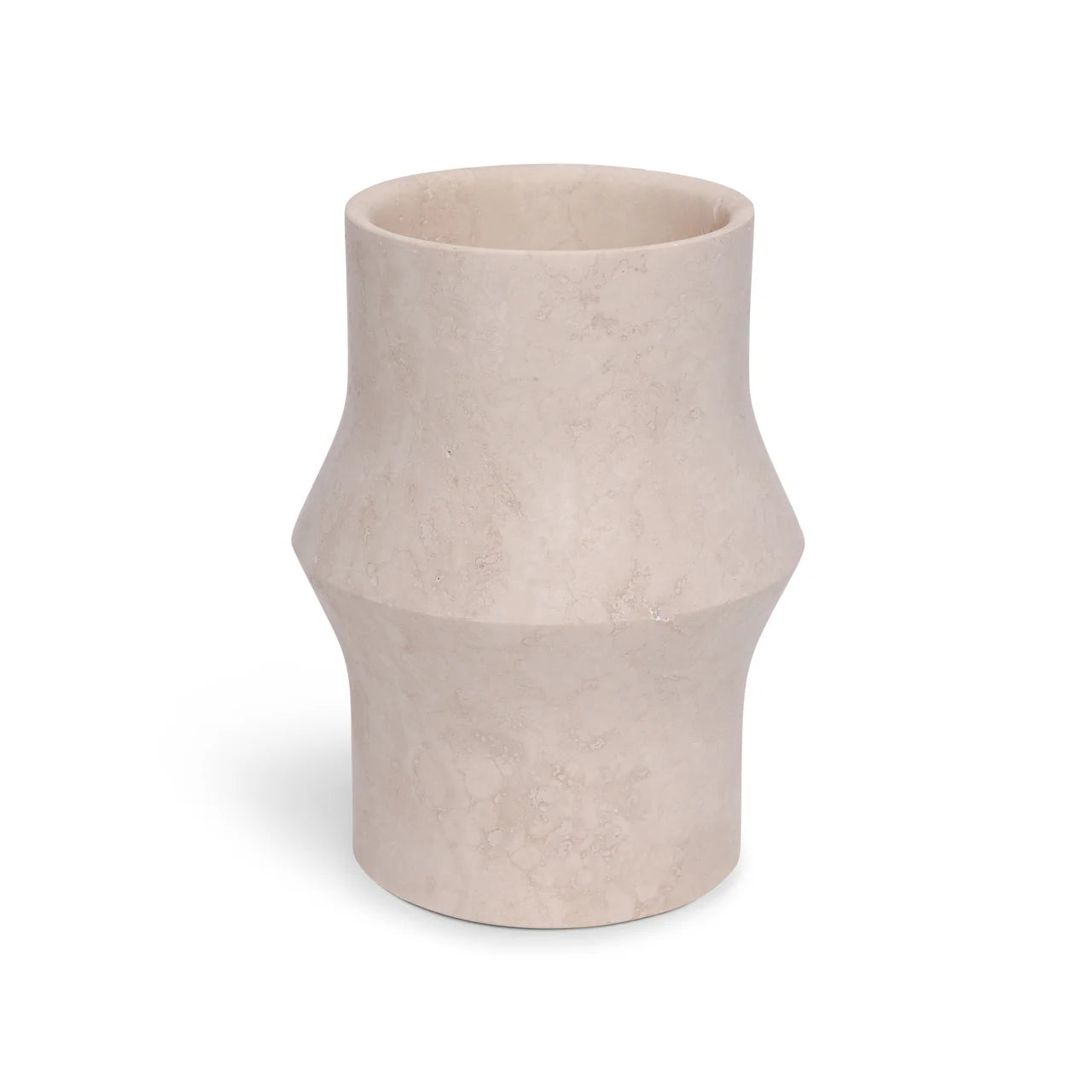 Travertin design vaas Ø12×20 cm in beige natuursteen