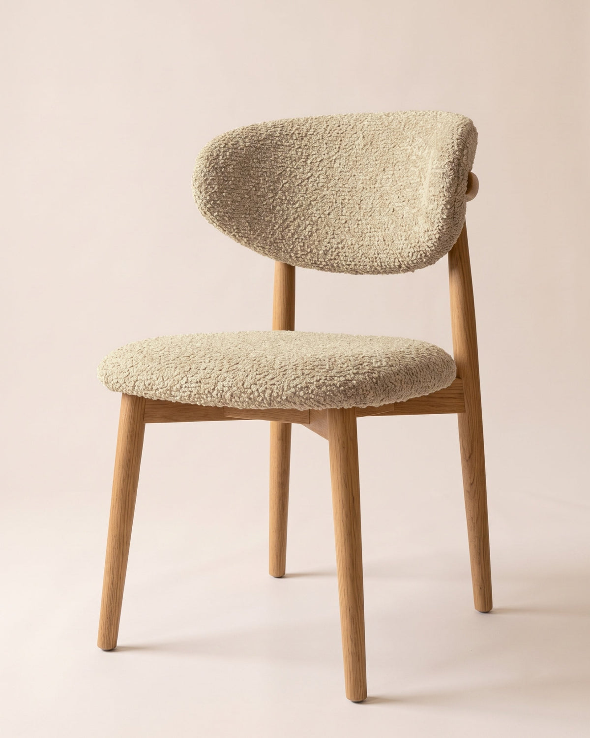 Gestoffeerde eetkamerstoel naturel beige bouclé