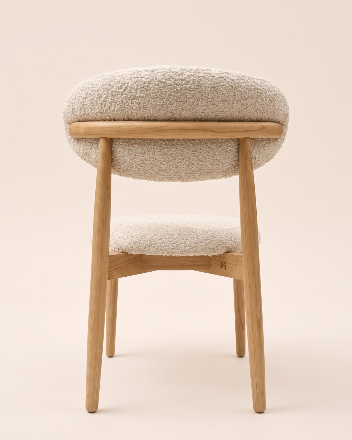Gestoffeerde eetkamerstoel naturel crème bouclé