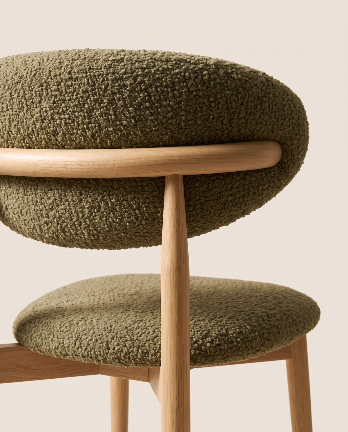Gestoffeerde eetkamerstoel naturel kaki bouclé