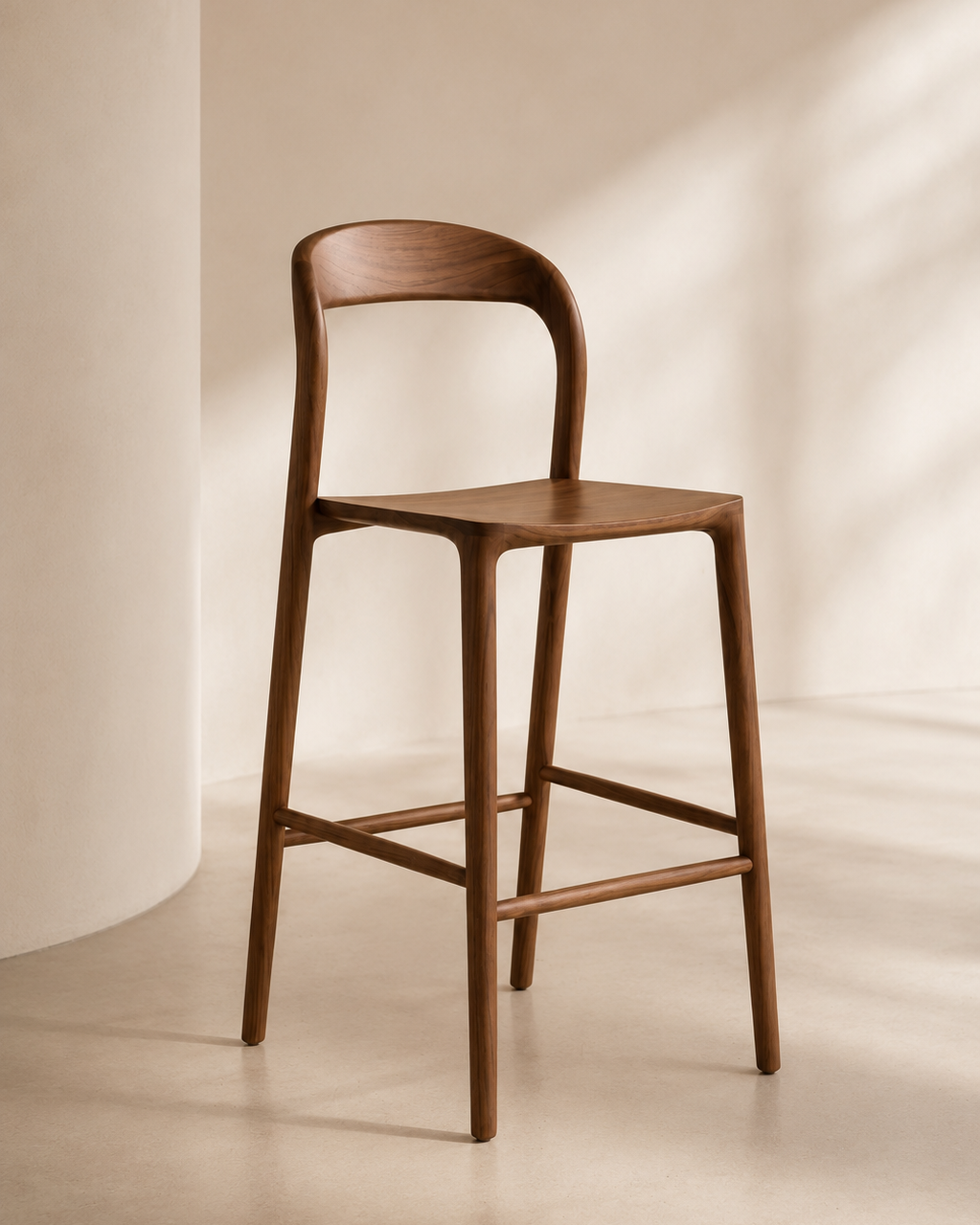 Houten barkruk 80 cm walnoot