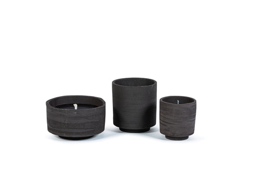 Outdoor Candle Terracotta round black