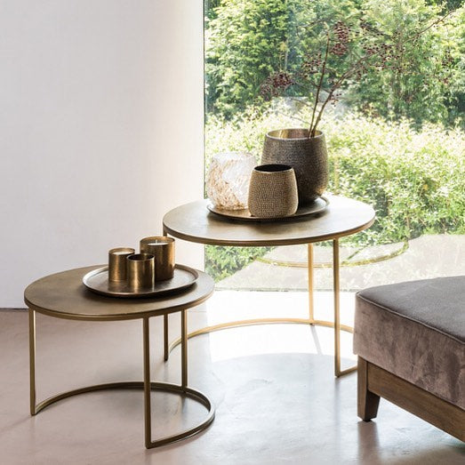 Nested Coffee Table, gold (set of 2)