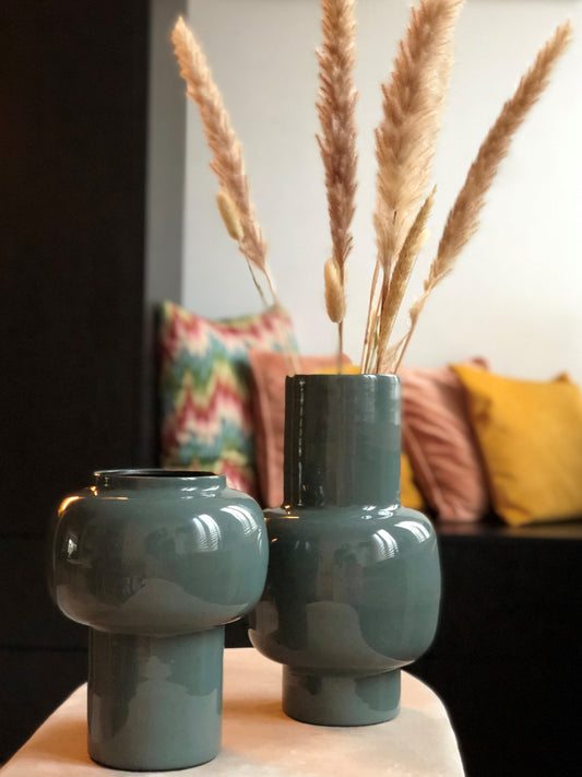 Vase Enamel green/grey