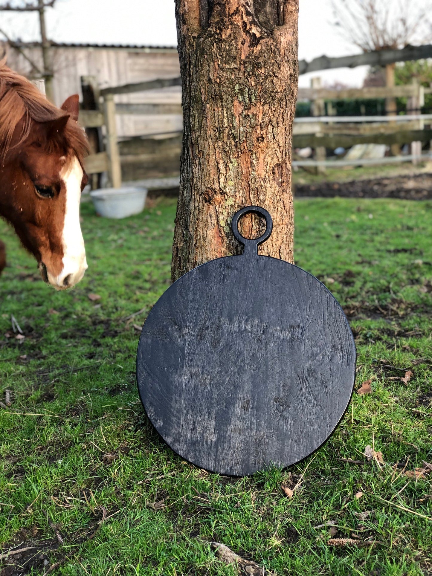 Brushed Black Mango Wood Round Board